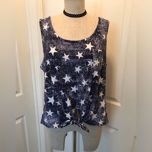Rebellious one Navy and white stars tank